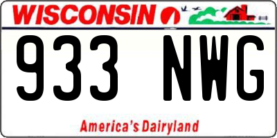 WI license plate 933NWG