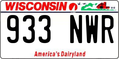 WI license plate 933NWR
