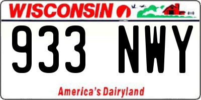 WI license plate 933NWY