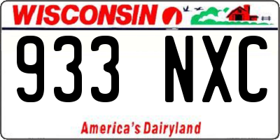 WI license plate 933NXC