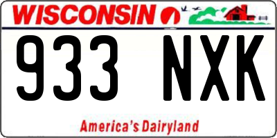 WI license plate 933NXK