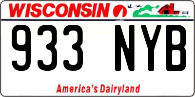 WI license plate 933NYB