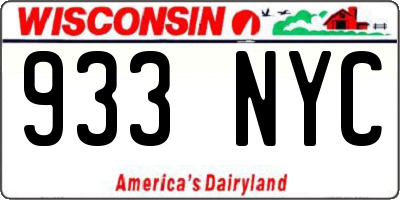 WI license plate 933NYC