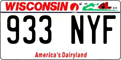 WI license plate 933NYF