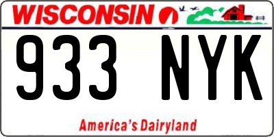 WI license plate 933NYK