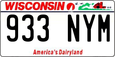 WI license plate 933NYM