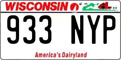 WI license plate 933NYP