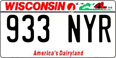 WI license plate 933NYR