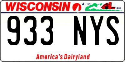 WI license plate 933NYS