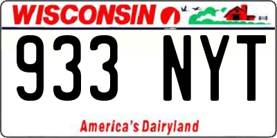 WI license plate 933NYT