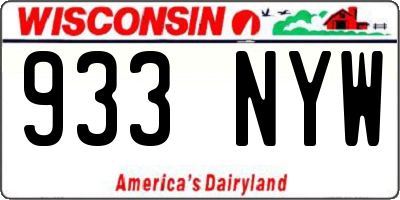 WI license plate 933NYW