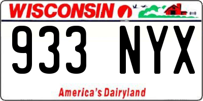 WI license plate 933NYX
