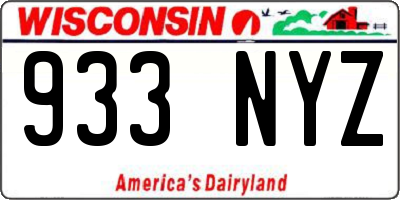 WI license plate 933NYZ