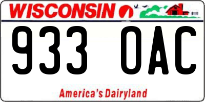 WI license plate 933OAC