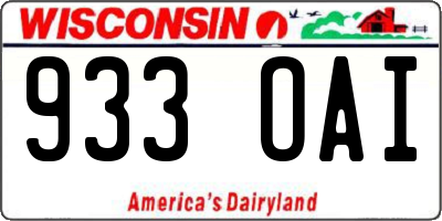 WI license plate 933OAI