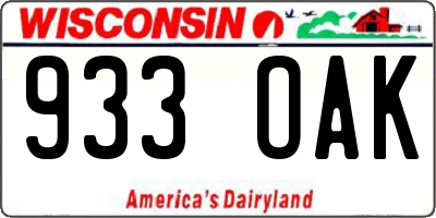 WI license plate 933OAK