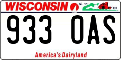 WI license plate 933OAS