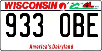 WI license plate 933OBE