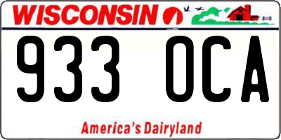 WI license plate 933OCA