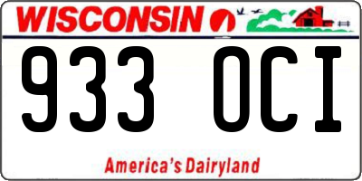 WI license plate 933OCI
