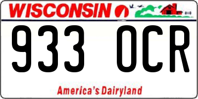 WI license plate 933OCR