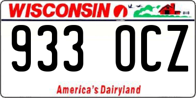WI license plate 933OCZ