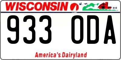 WI license plate 933ODA