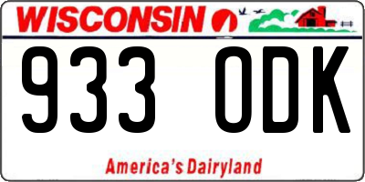 WI license plate 933ODK