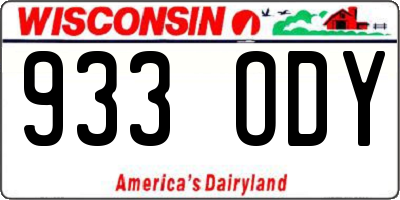 WI license plate 933ODY
