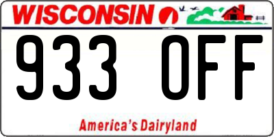 WI license plate 933OFF