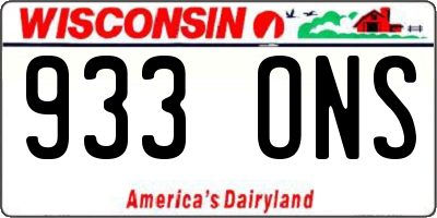 WI license plate 933ONS