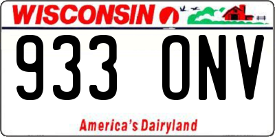 WI license plate 933ONV