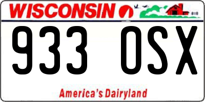 WI license plate 933OSX