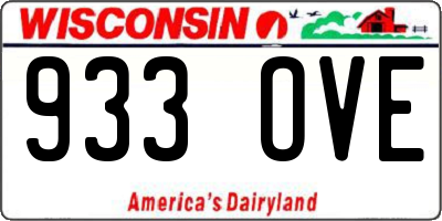 WI license plate 933OVE