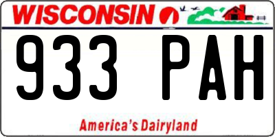 WI license plate 933PAH