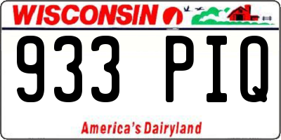 WI license plate 933PIQ