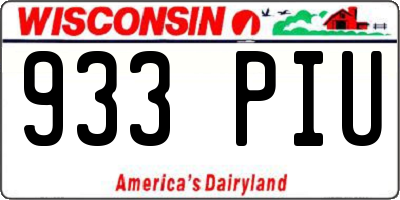 WI license plate 933PIU