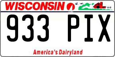 WI license plate 933PIX