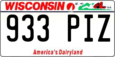 WI license plate 933PIZ