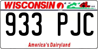 WI license plate 933PJC