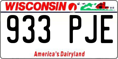 WI license plate 933PJE