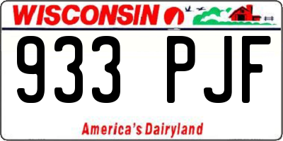WI license plate 933PJF