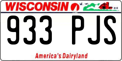 WI license plate 933PJS