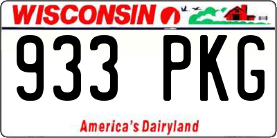 WI license plate 933PKG