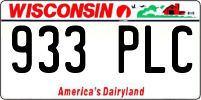 WI license plate 933PLC