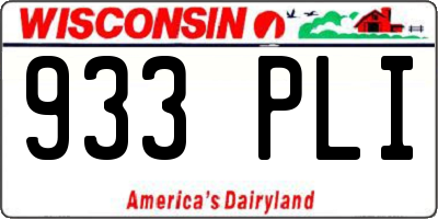 WI license plate 933PLI