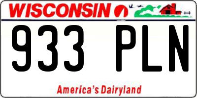 WI license plate 933PLN