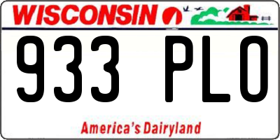 WI license plate 933PLO