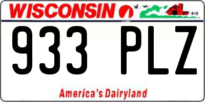 WI license plate 933PLZ