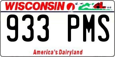 WI license plate 933PMS
